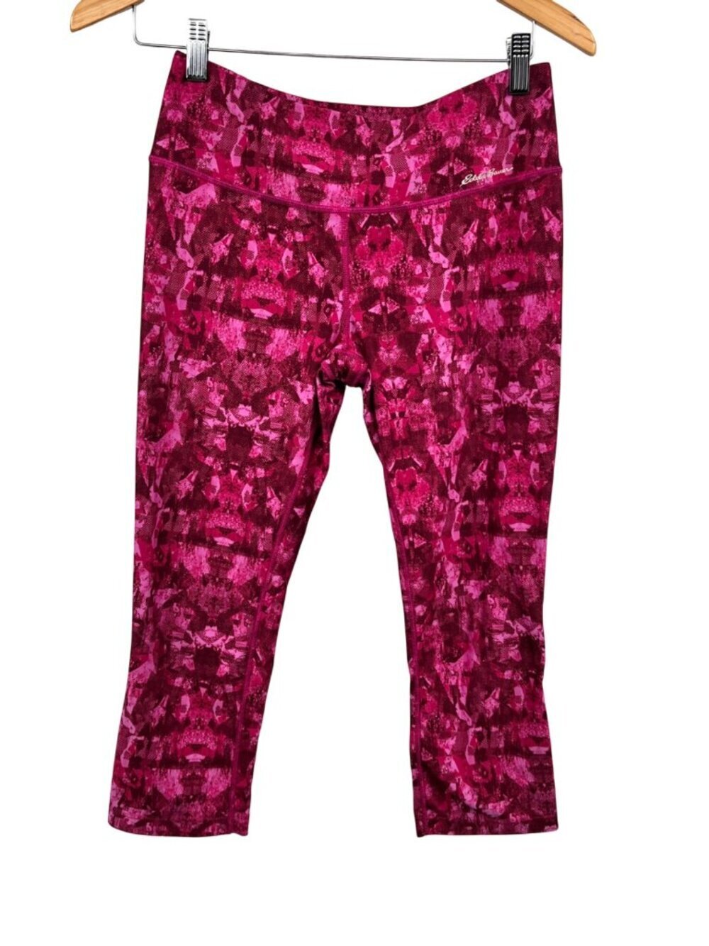 Eddie Bauer Womens Croppped Leggings Pink Print Size Small